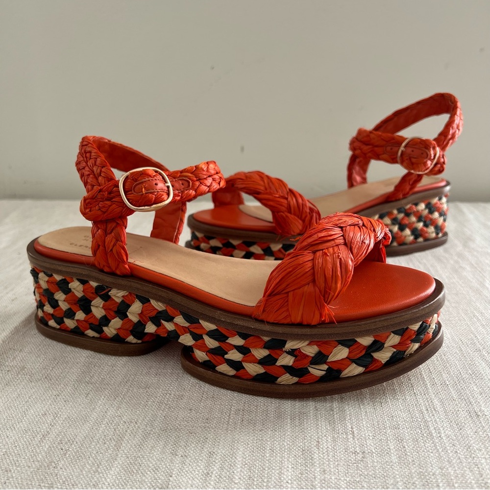 Gabriela Hearst x Clergerie — NWOT Red Raffia ‘Michael’ Platform Sandals, SZ 40